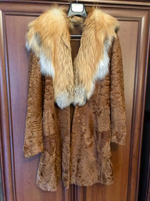 Шуба пальто из каракульчи с лисой avanti furs 42-44