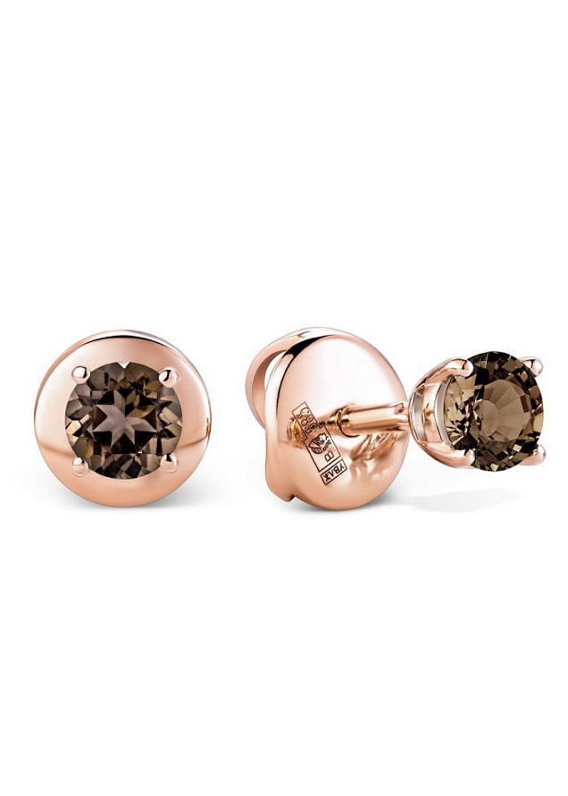 Пуссеты из золота с раухтопазом