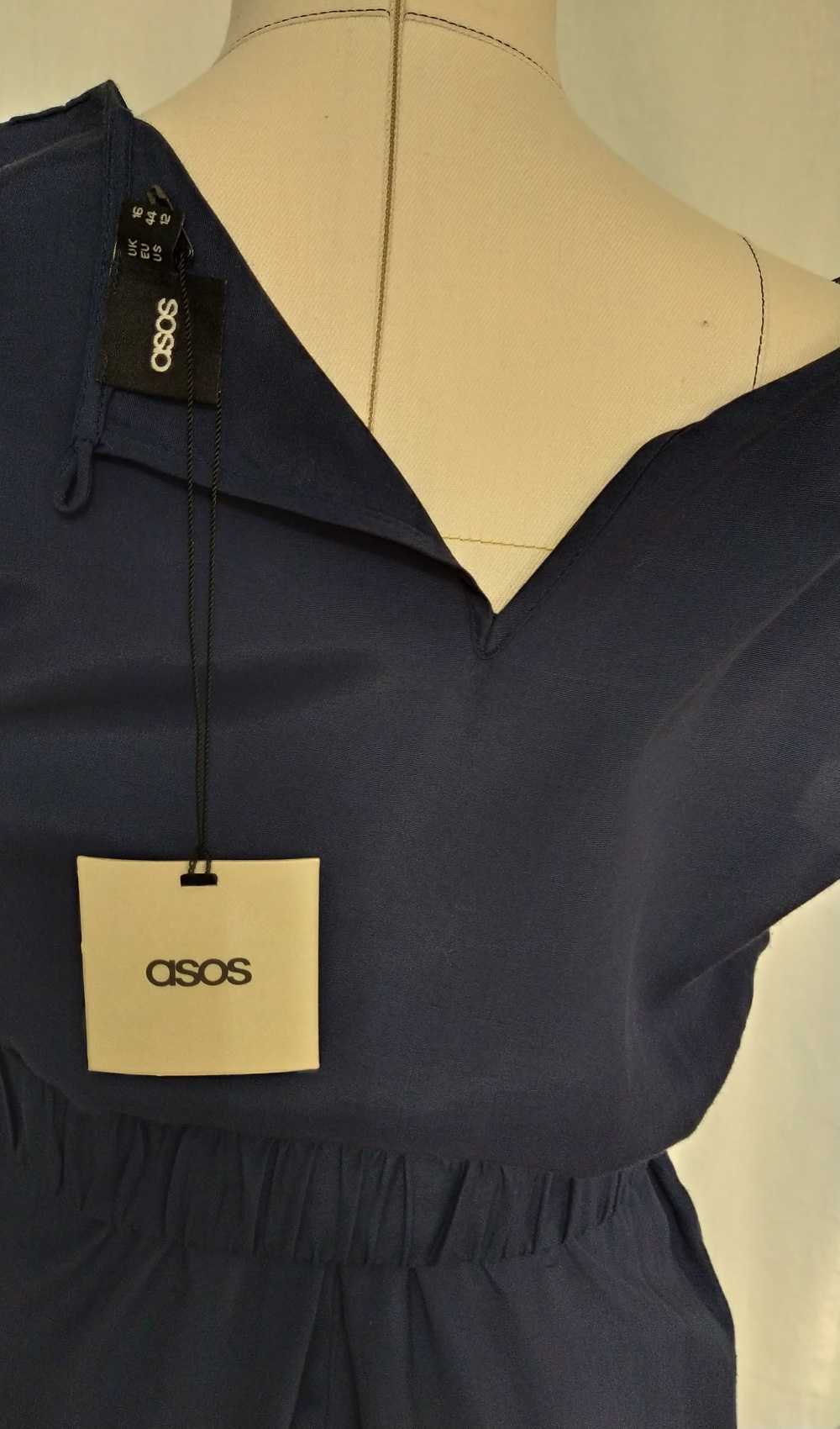 Платье с драпировкой  синее ASOS, L, M