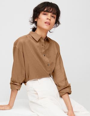 Льняная рубашка uniqlo, размер 46+-