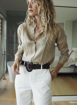 Льняная рубашка uniqlo, размер 46+-