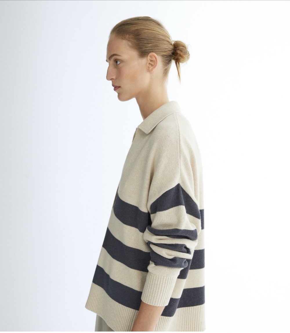 Свитер с воротником поло в полоску Massimo Dutti, р. M