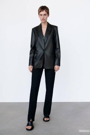 Кожаный пиджак mango m