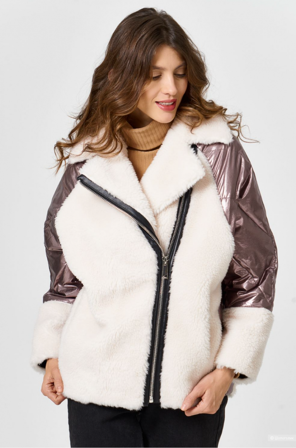Куртка с отделкой натуральной овечьей шерстью "Снежная королева"