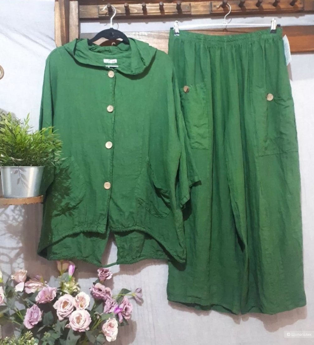 Брючный костюм 100% Lino,plus size.