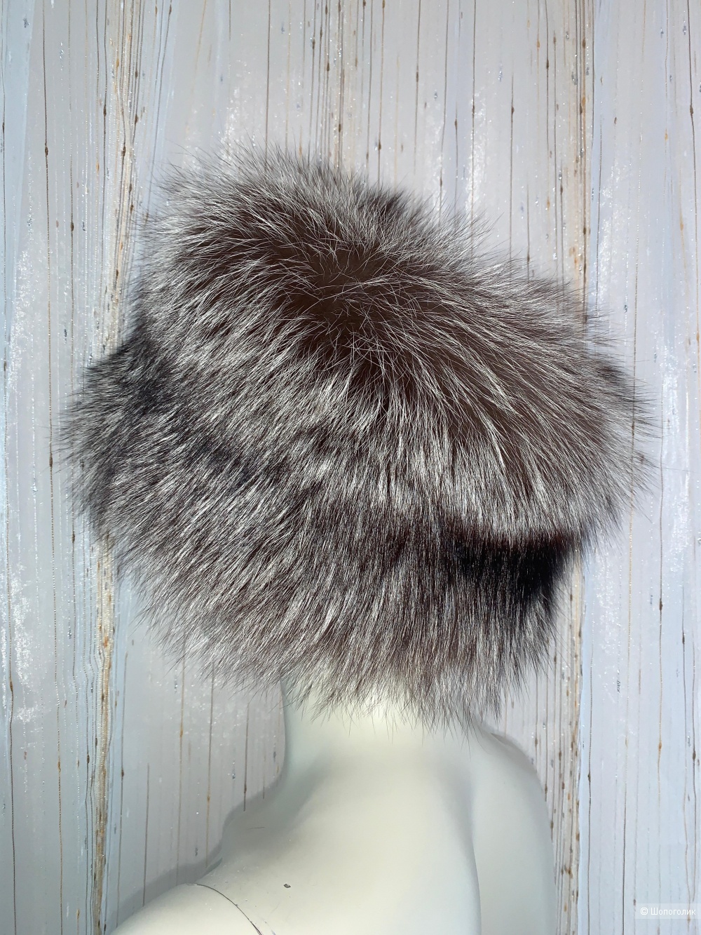 Шапка зверохозяйства Вятка 57 рр из серебристо-черной лисы