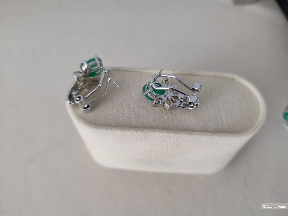 Серьги с хризопразом и цитрином