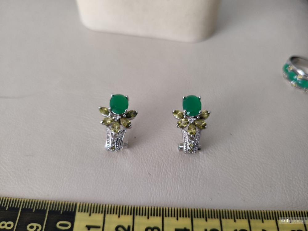 Серьги с хризопразом и цитрином