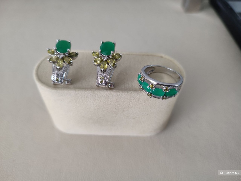 Серьги с хризопразом и цитрином