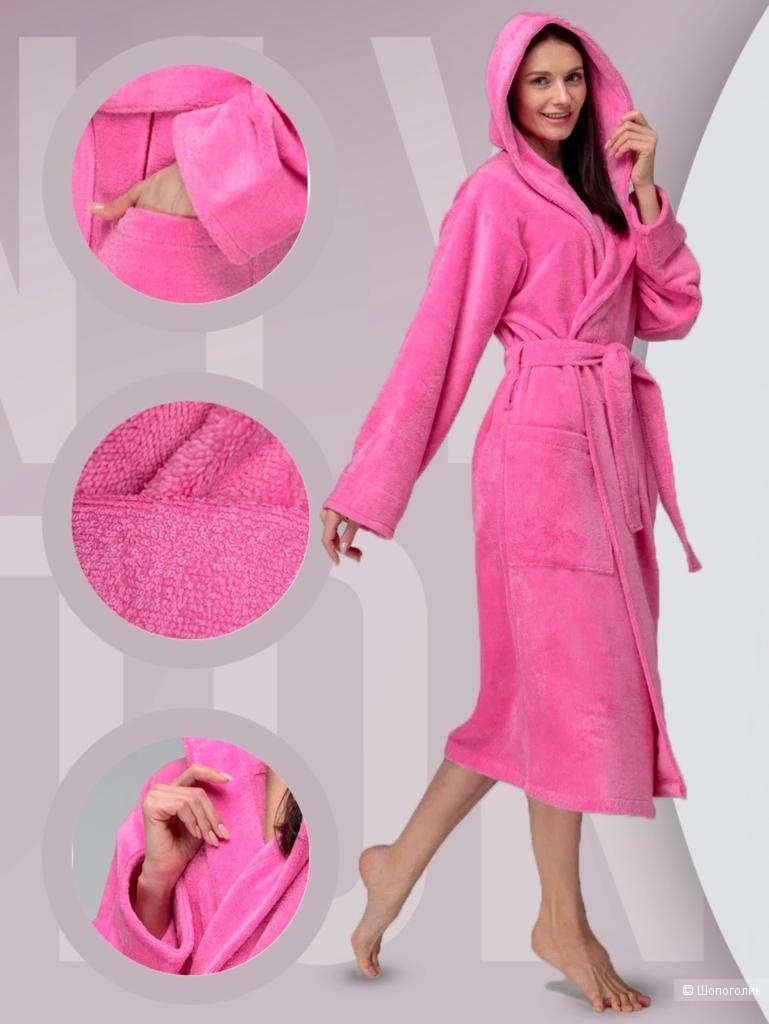 Халат бамбуковый женский с капюшоном. Размер с 42-44 по 58-60.