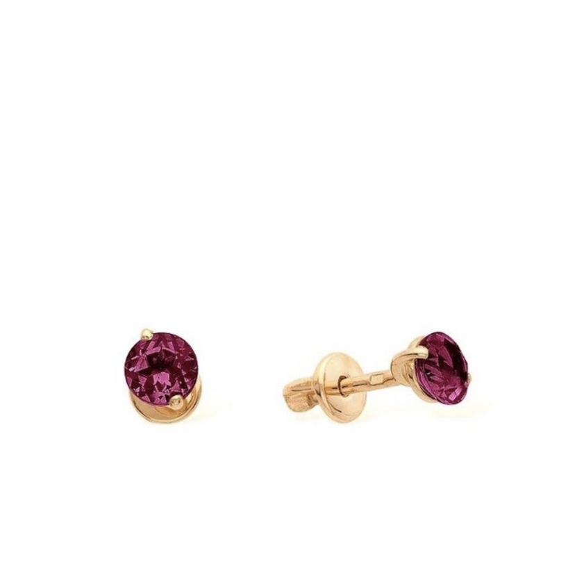 Золотые пусеты с родолитом