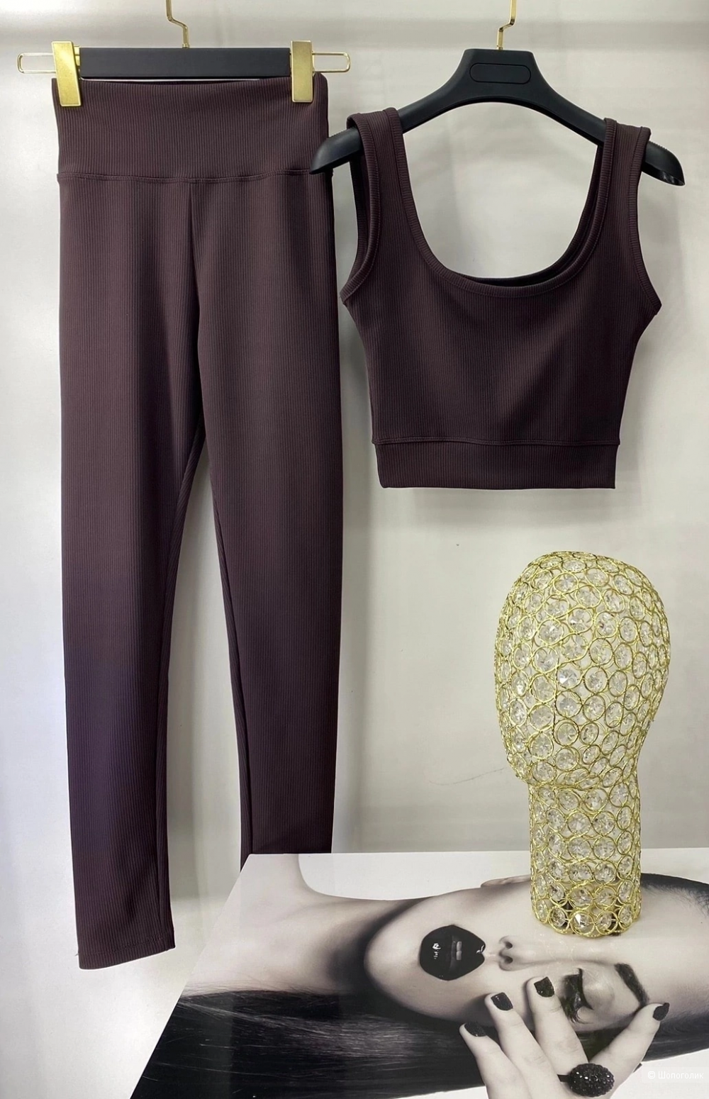 Женский костюм : топ+ лосины р.44