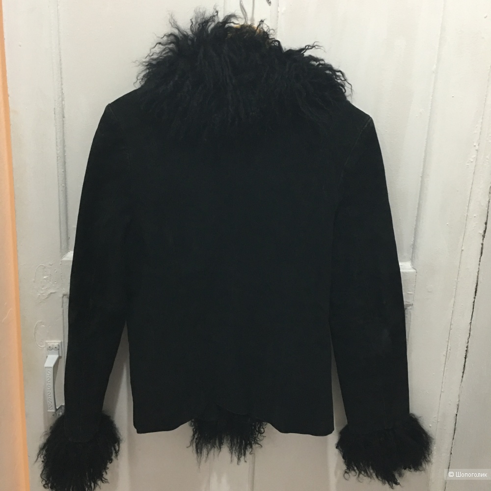 Куртка из натуральной замши,  с натуральным мехом ламы, р-р  42-44