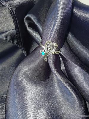 Кольцо, серебро 925 проба, марказиты/бирюза, размер 18,5