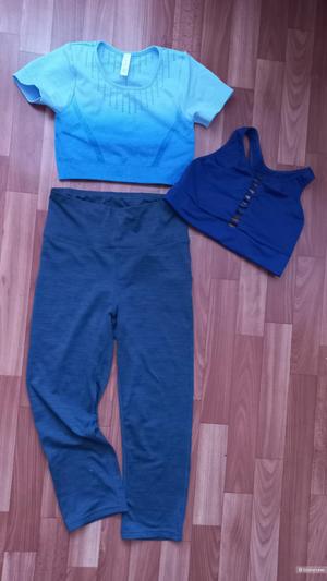 Комплект для спорта легги WORK OUT, топ бра VICTORIA SPORT,  топ размер XS, (s)