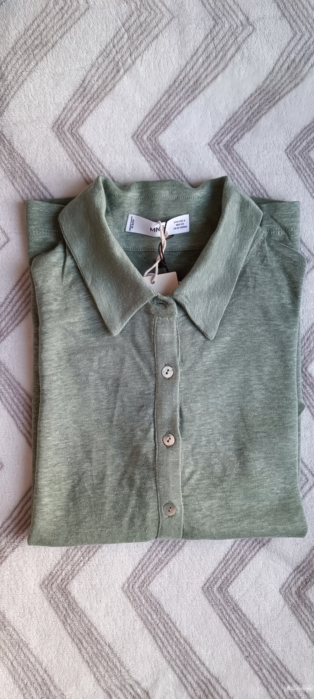 Льняная футболка-поло Mango, S