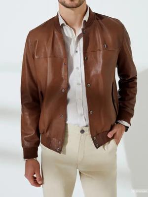 Кожаная куртка мужская бомбер