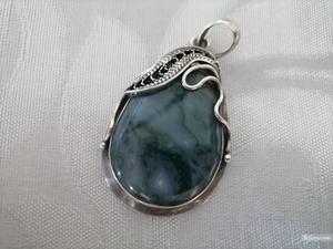 Подвеска с моховым агатом в серебре 925*, ЯМ