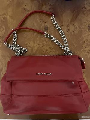 Кожаная красная сумка Karen Millen Santa Monica