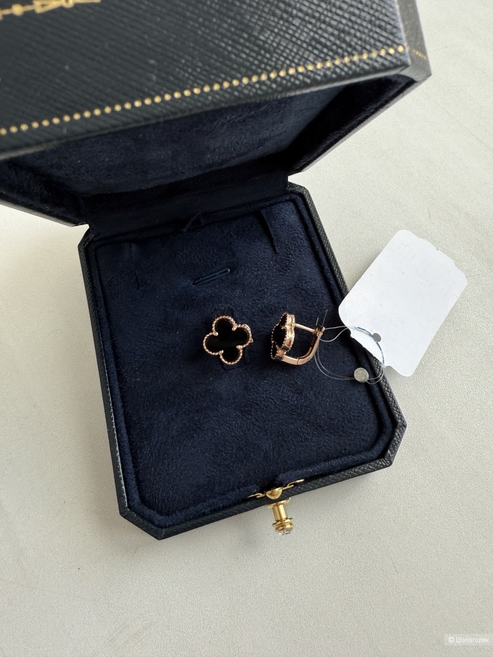 Серьги серебро с позолотой Van cleef