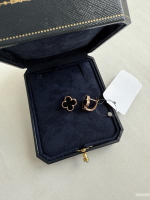 Серьги серебро с позолотой Van cleef