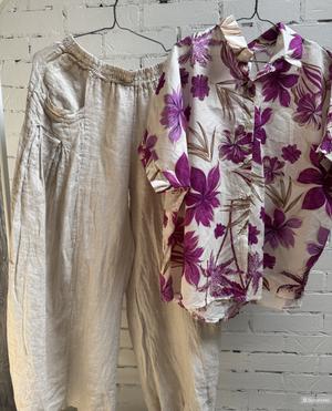 Сет брюки лен и рубашка хлопок Italy puro lino, 44-54