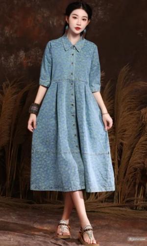 Платье джинсовое  Johnature. Размер XL