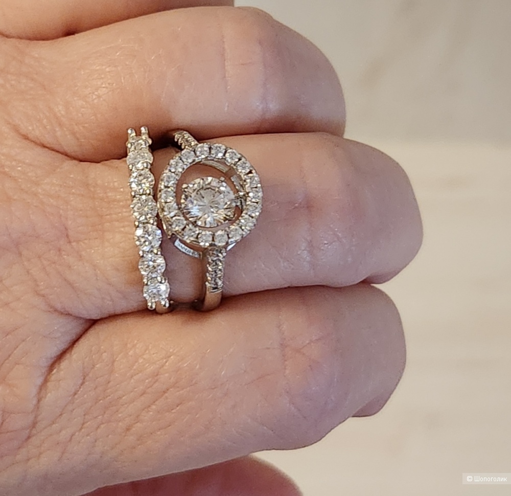 Кольцо MODIAN серебро 925,  муассанит. Размер 18