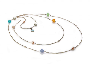 Ожерелье  Nasonpearl  Динь-Дон серебро натуральными  жемчугом и агатом. Длина 130 см