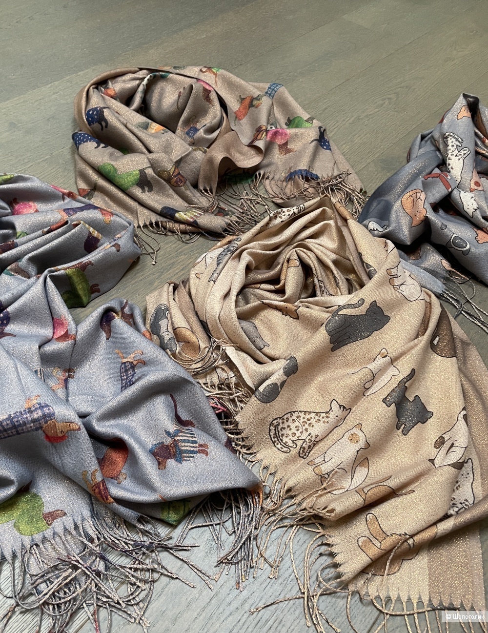 Шарф палантин кашемир Dogs, one size