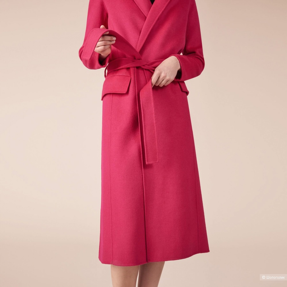 Пальто шерстяное Maje ярко розовое, фр 38