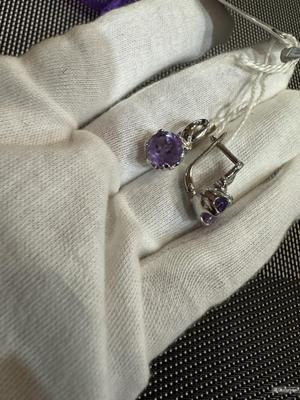 Серьги с аметистами  Диамант