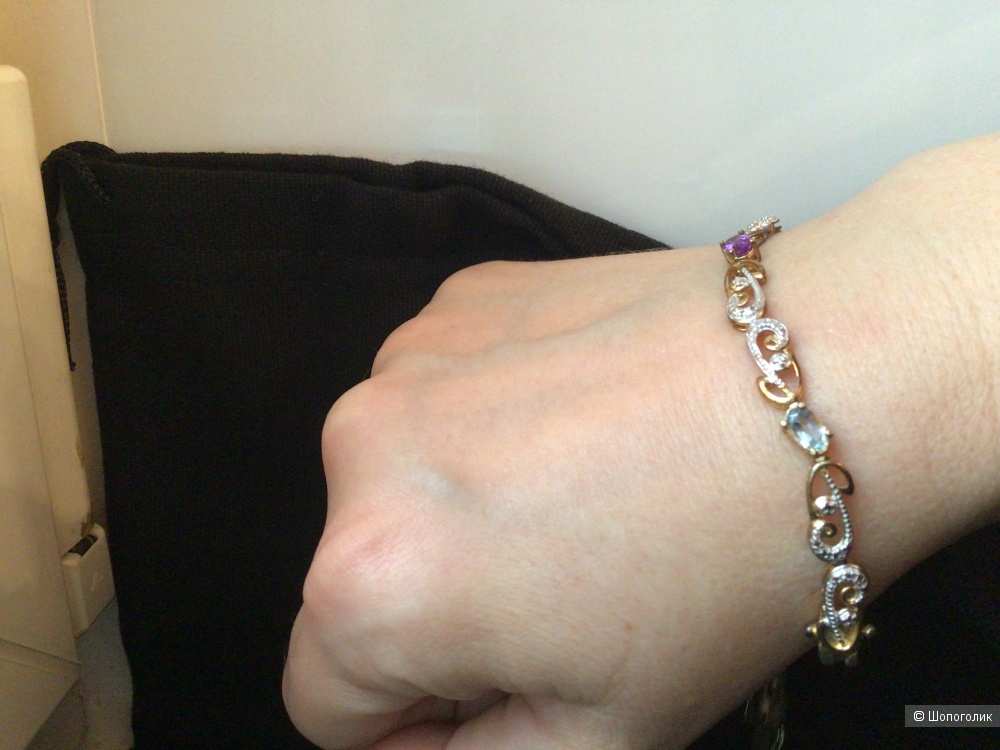 Серебряный браслет с топазом, гранатом