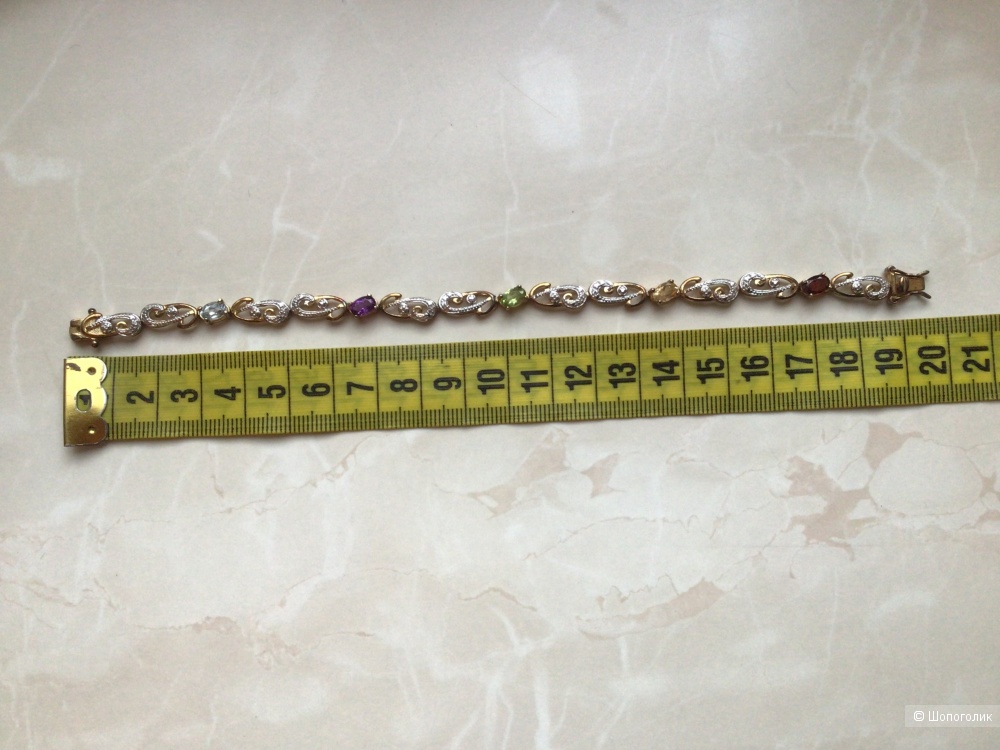 Серебряный браслет с топазом, гранатом
