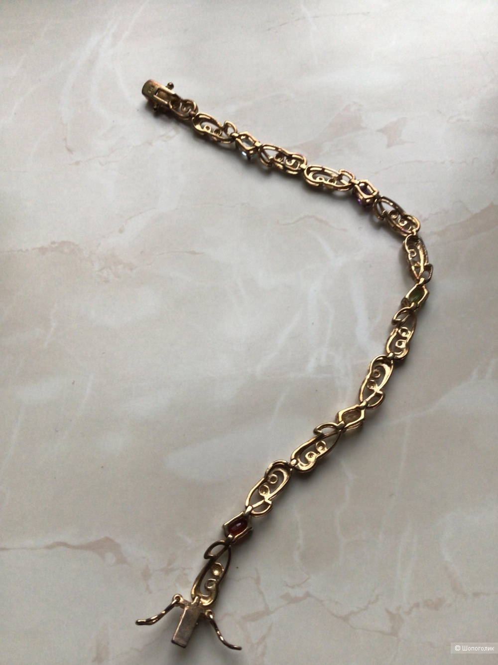 Серебряный браслет с топазом, гранатом