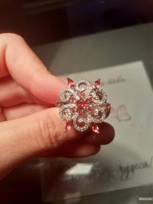 Кольцо с родолитом, размер 17