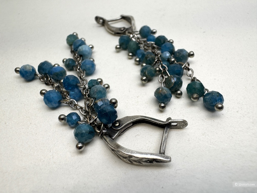 Комплект украшений из натурального апатита в подарочной коробочке