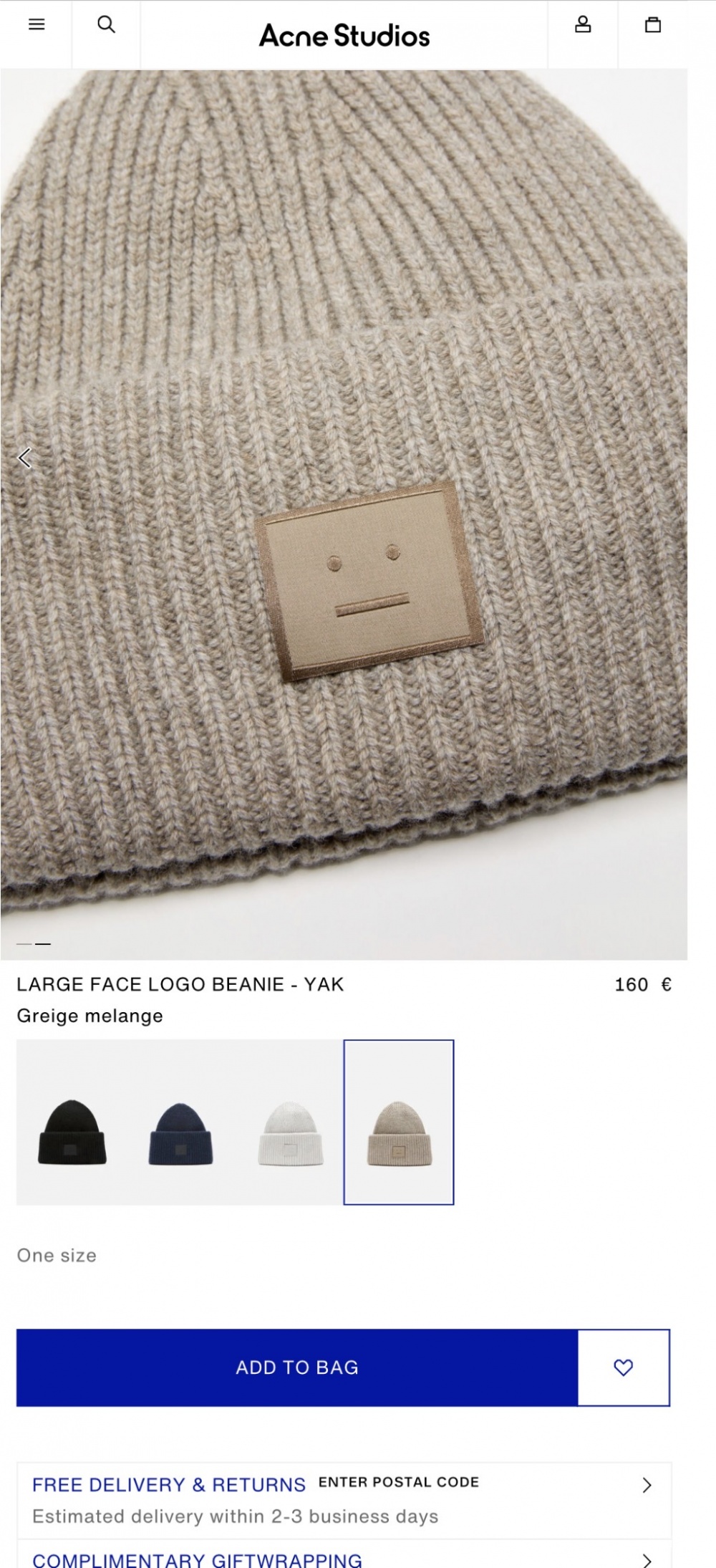 Шапка Acne studios размер 56