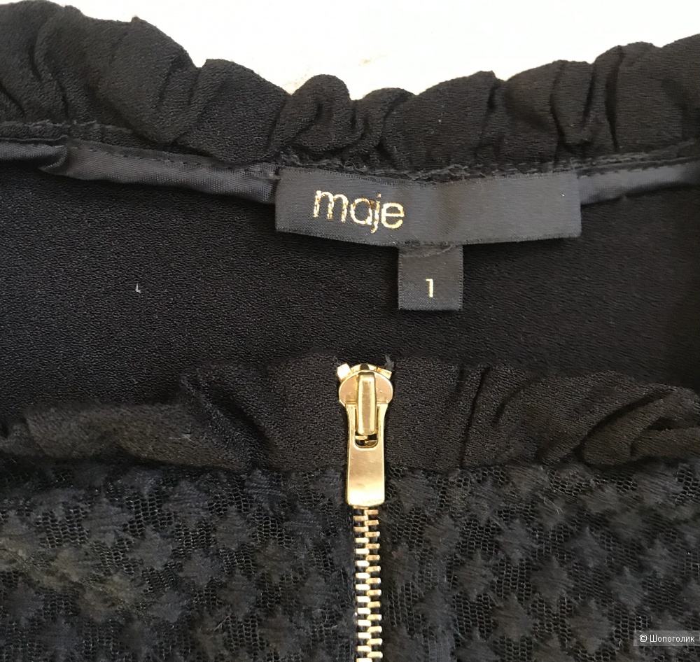 Рубашка с кружевами  Maje, черный , размер производителя 1 .