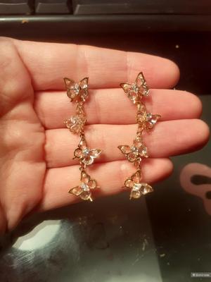 Серьги длинные бабочки