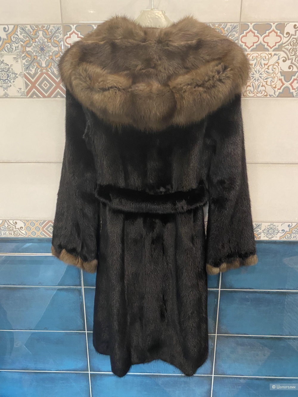 Норковая шуба, капюшон Соболь размер 42-44