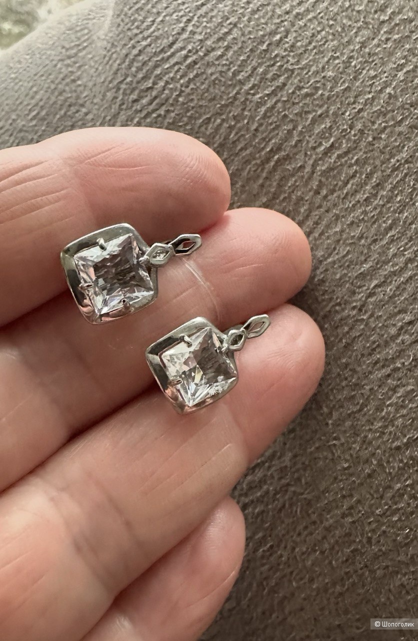 Серьги серебро с фианитом, Кострома