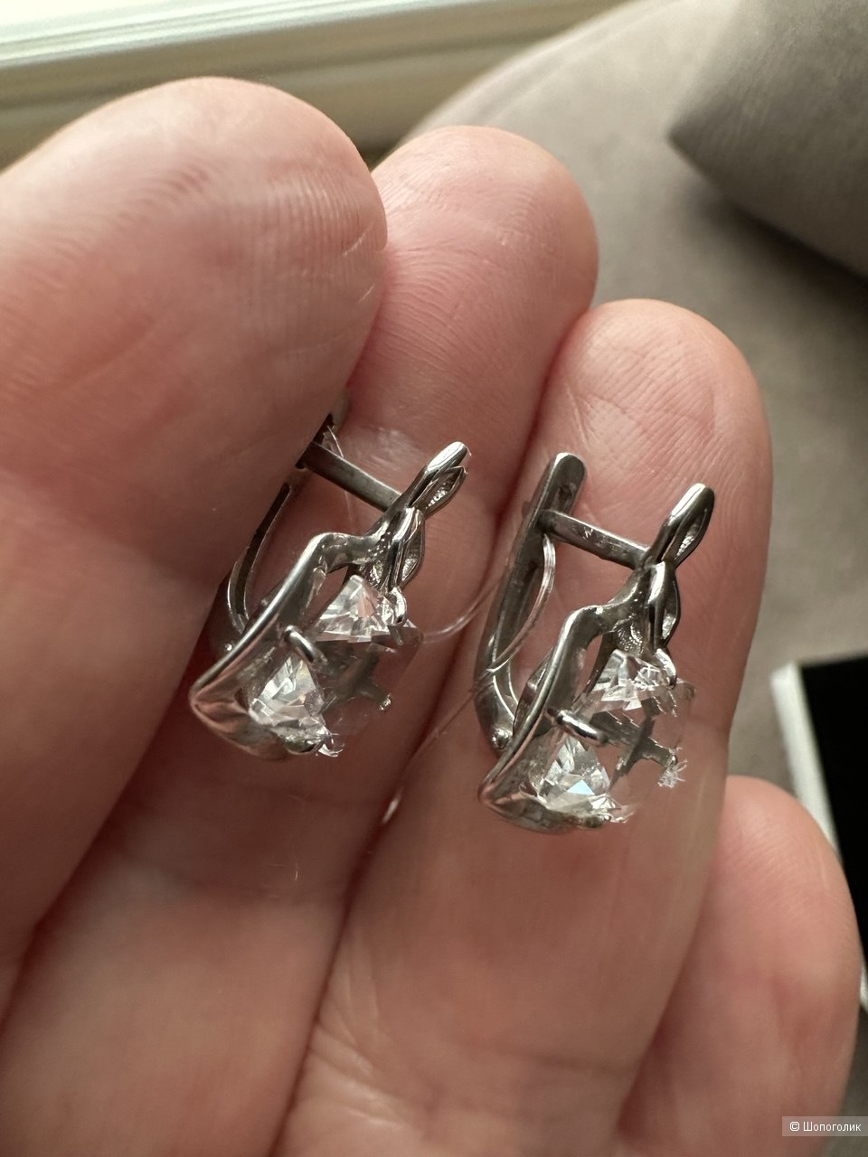 Серьги серебро с фианитом, Кострома