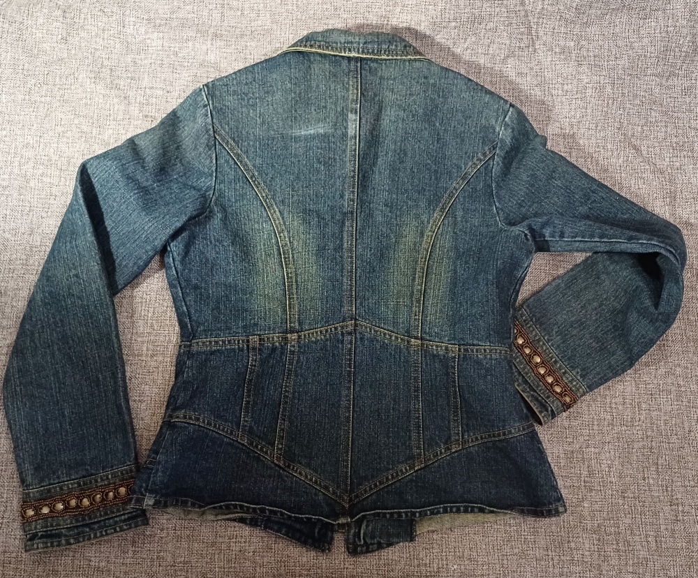 Корсетная джинсовая куртка- пиджак, ноунэйм, М