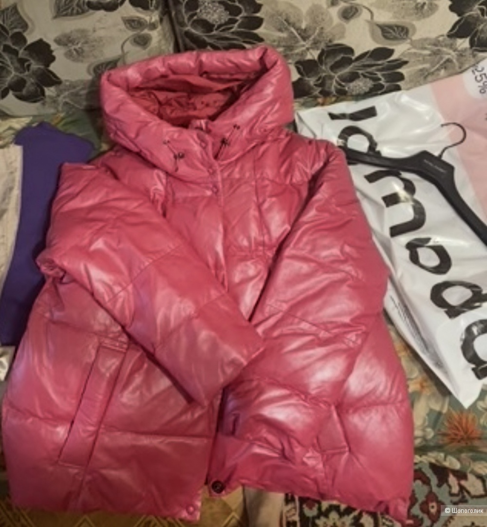 Кожаный пуховик Снежная королева размер S-M