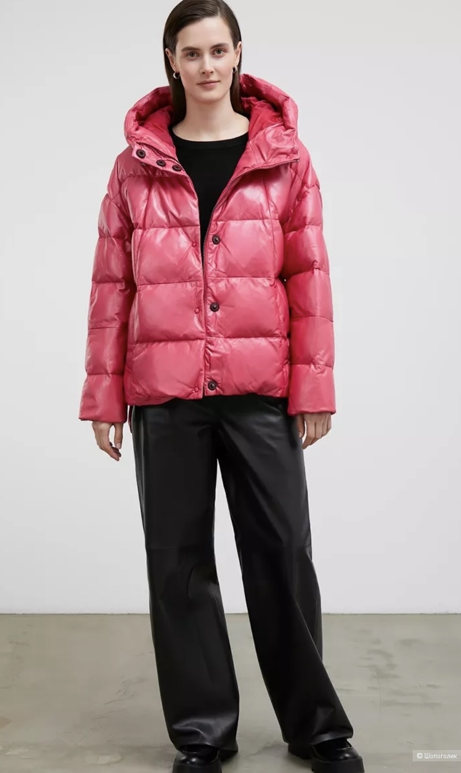 Кожаный пуховик Снежная королева размер S-M