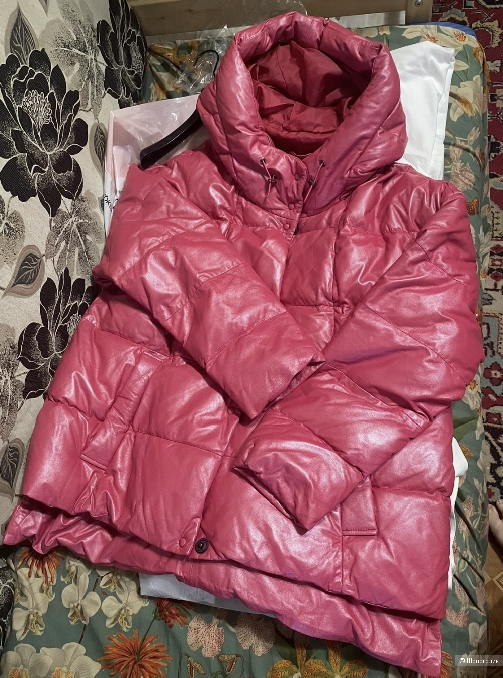 Кожаный пуховик Снежная королева размер S-M