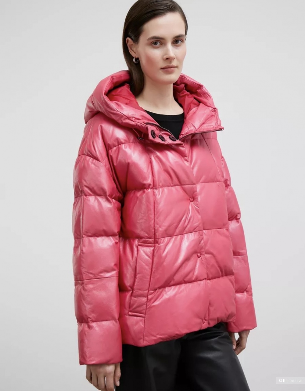 Кожаный пуховик Снежная королева размер S-M